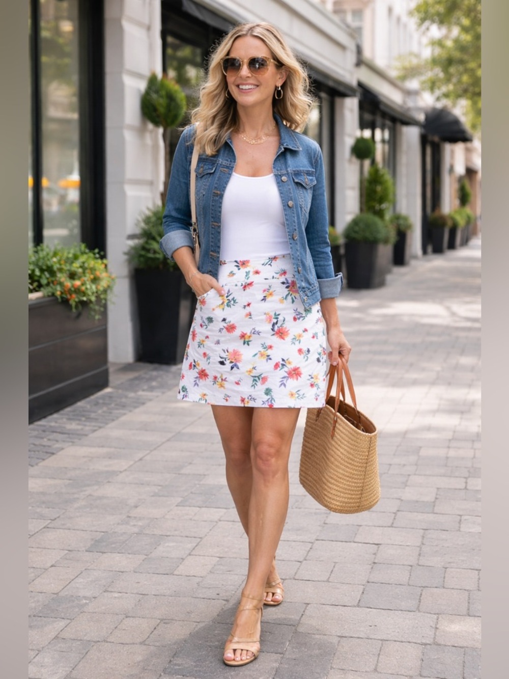 Floral on White Mini Skort Croft and Burrow Women’s 8 Sporty, Spring, Summer 🌻